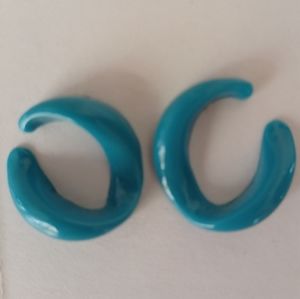 Vintage Teal Blue Plastic-like Pierced Earrings
